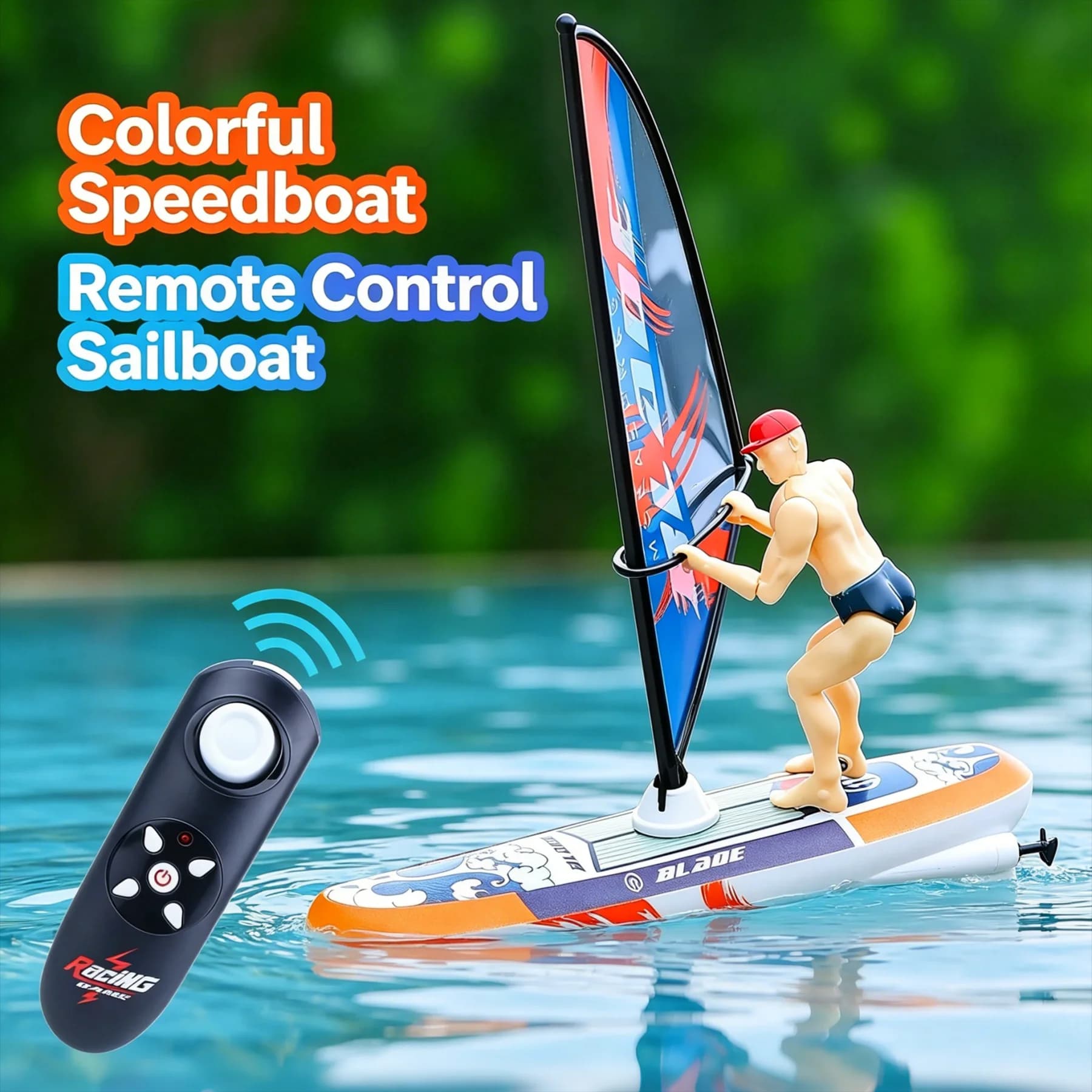 Motoscafo telecomandato 2.4G RC Barca a vela Abbagliante Altalena Kayak Paddle Barca da corsa Modello di sterzo competitivo Regalo di compleanno