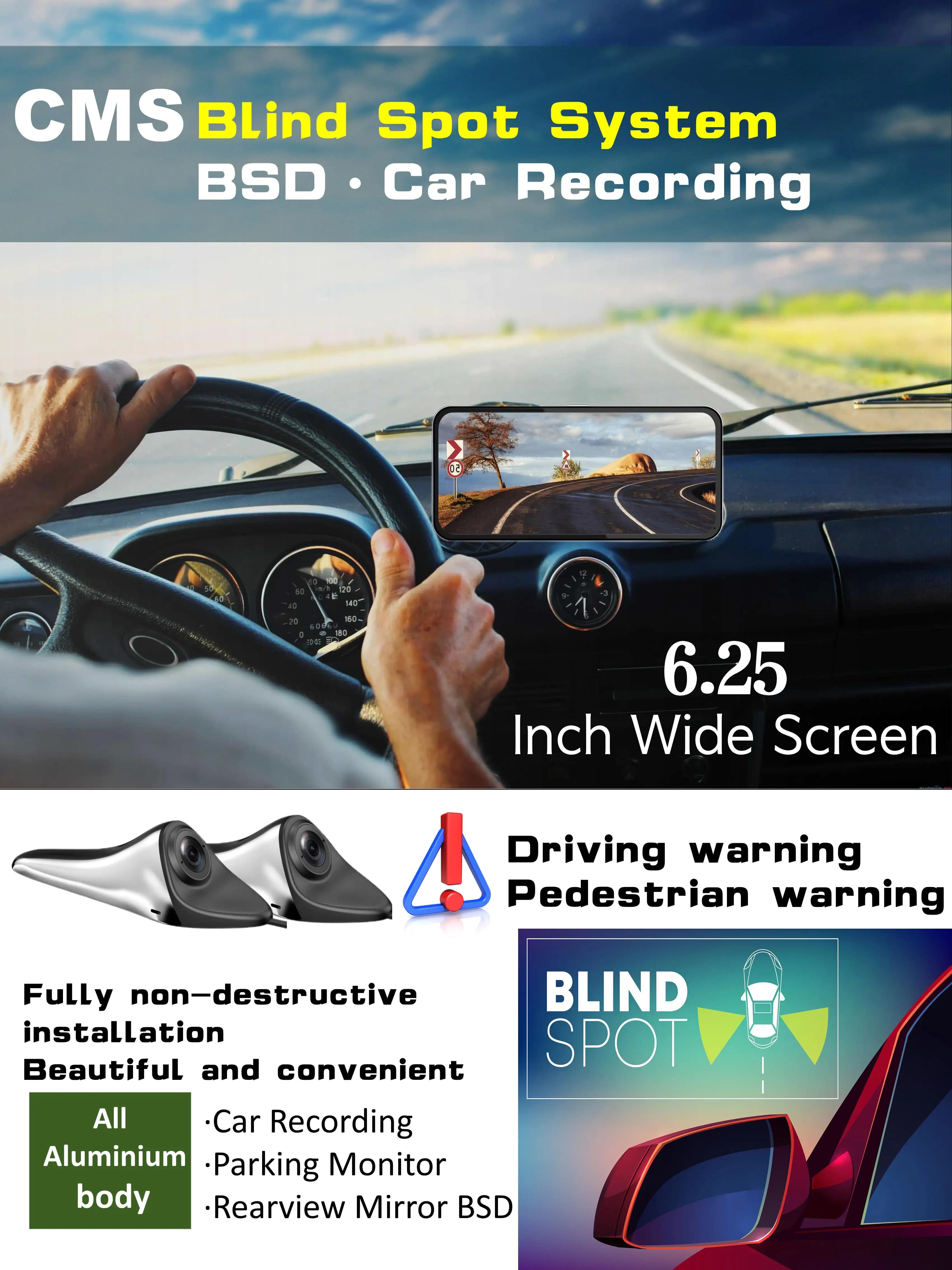 Specchietto retrovisore elettronico per auto HD universale da 6.25 pollici BSD avvertimento registratore di guida Monitor di parcheggio punto cieco sinistro e destro