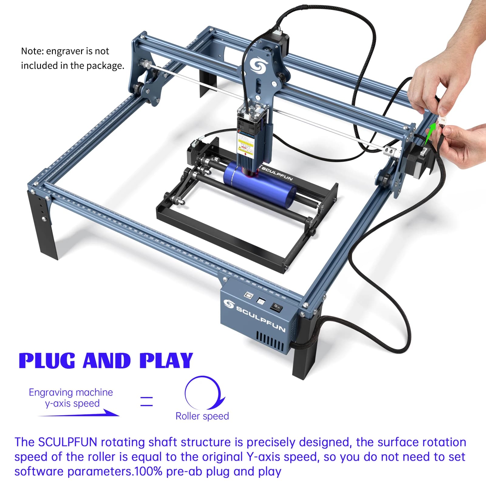 ♪ Laser Rotating Roller Laser Engraver Rotating Axis Y 360 ° Rotating Roller for engraving diameter other than 6-150 mm for Las