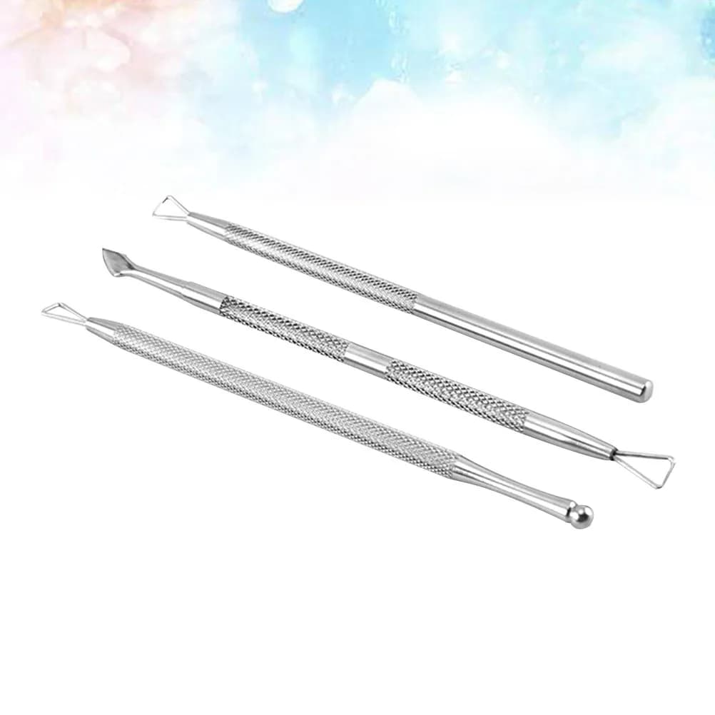 Set di 3 Strumenti per Unghie in Acciaio Inossidabile: Spingicuticole, Forchetta per Pelle Morta, Cucchiaio a Doppia Punta, Trimmer per Manicure e Pedicure in Metallo