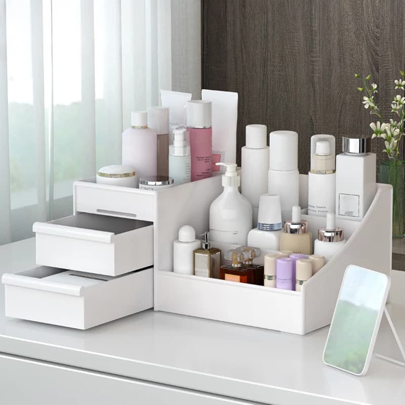 New Drawer Tool Box for Makeup Dormitory Finish Plastic Shelves Cosmetics Skin Care Toletta Table Makeup Box