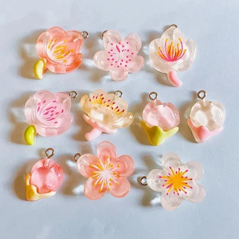 10pcs Transparent Flower Resin Charms For Jewelry Making Necklace Keychain Earrings Pendants DIY Supplies Accessories