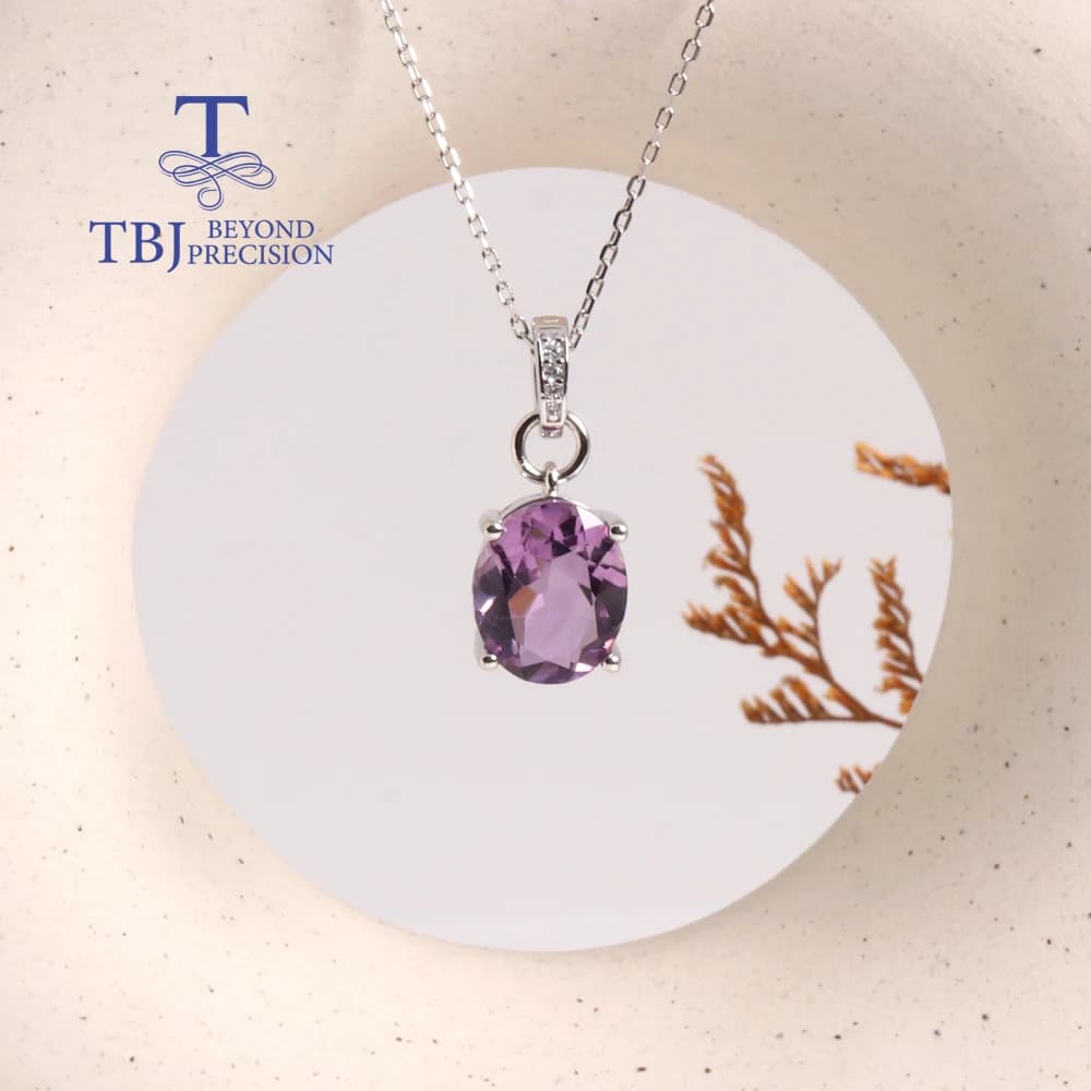 Simple fashion design Natural Six Cornor amethyst Pendant Necklace S925 silver fine jewelry for women and girls birthday gifts