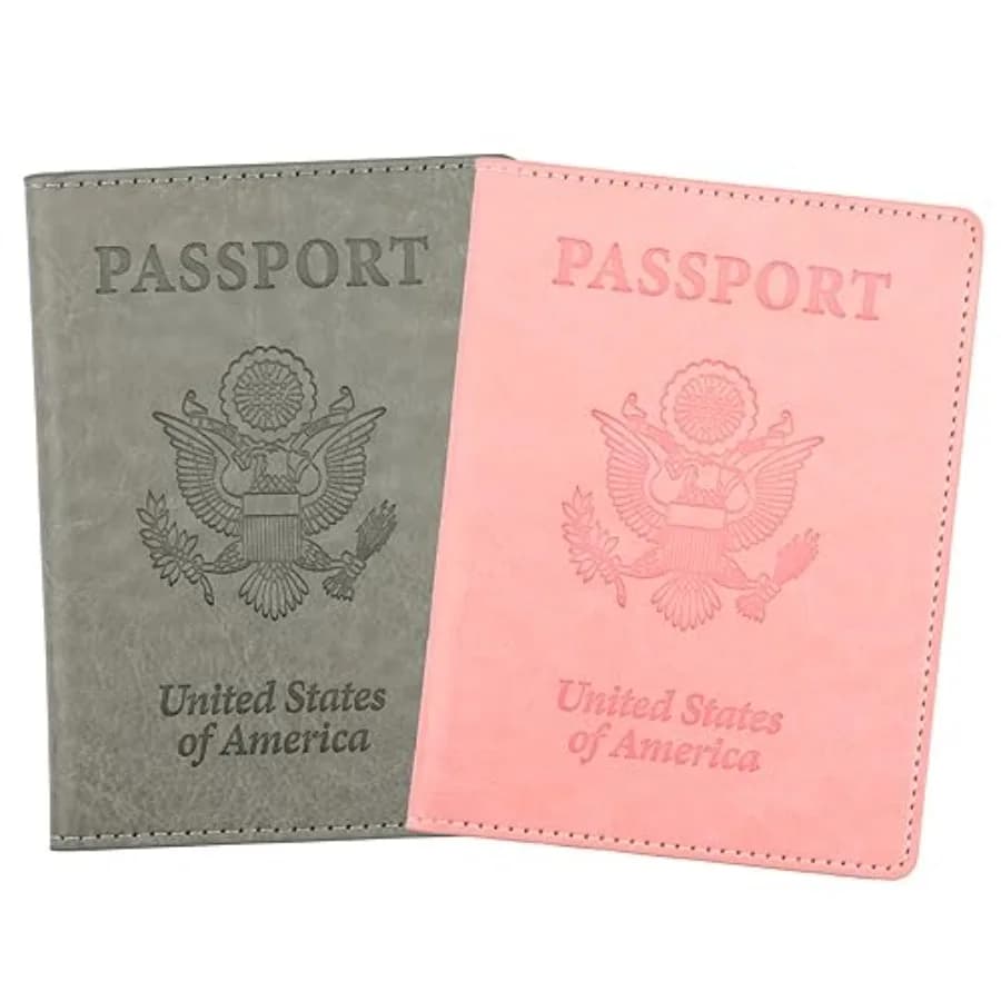Passport Holder, Passport Cover, Passport Holder for Women, 2 Pack Travel Passport Wallet, Leather Passport Case, Passport Prot