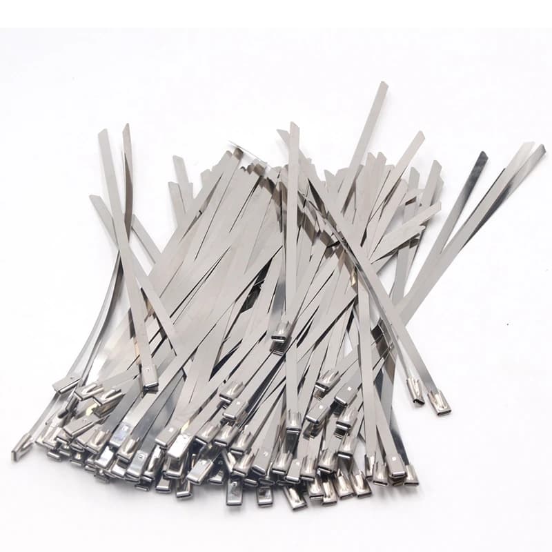 100 PZ Larghezza 4.6x150/200/250/300/350/400/450/500/550/600/650/700/800mm Fascette per cavi con cerniera in acciaio inossidabile LOCK TIE WRAP