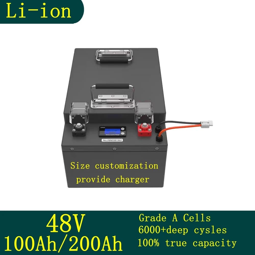 Batteria al litio 48V 100Ah 200Ah per pannelli solari inverter 18kw 10kw Carrello elevatore per telecomunicazioni + caricabatterie