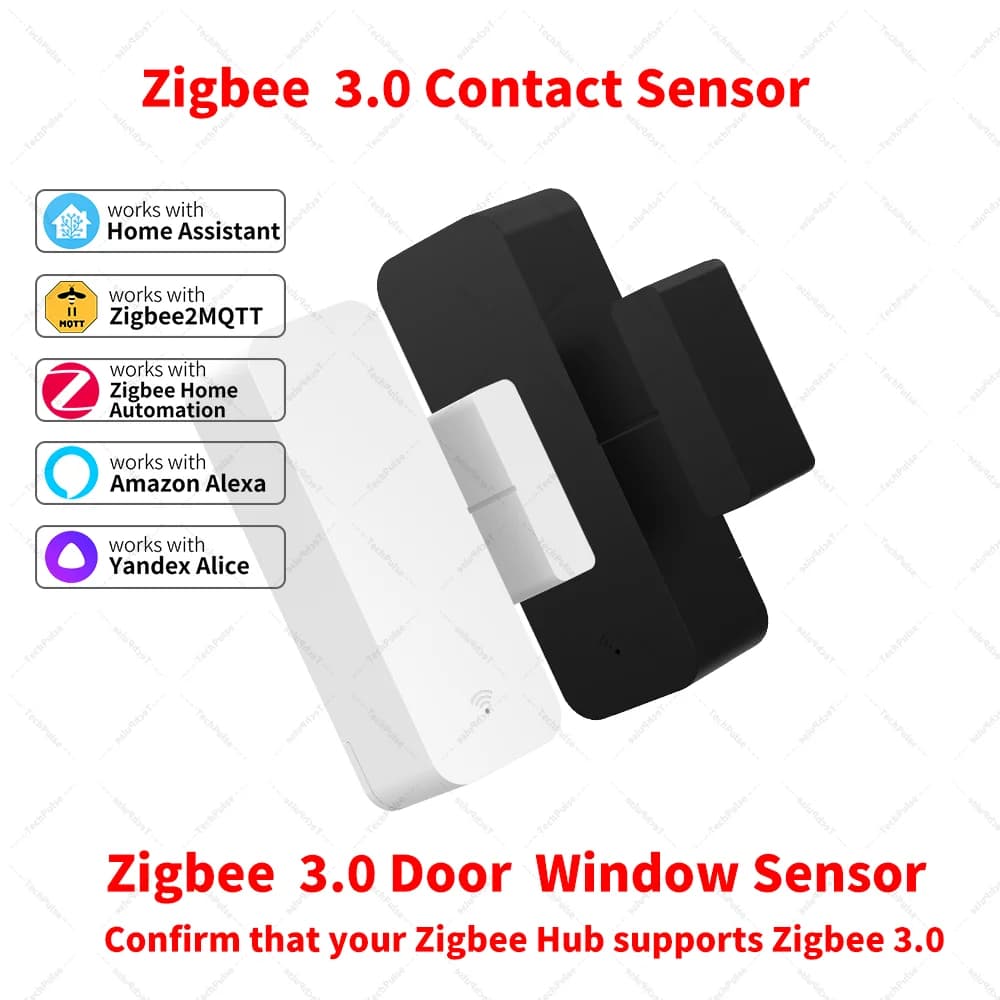 Sensore di Contatto per Porte e Finestre Zigbee 3.0, Richiede Gateway Zigbee 3.0, Compatibile con Zigbee2MQTT, ZHA, Yandex, Alexa