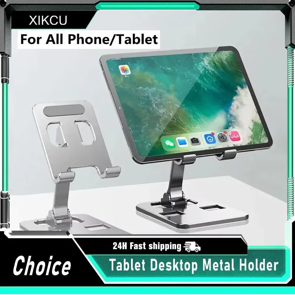 Portable Aluminum Alloy Phone Tablet Holder For iPad MiPad Samsung Tab MatePad Stand Mount Adjustable Flexible Mobile Stand