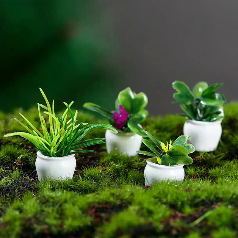 Dollhouse Miniature Doll 4pcs 12 Mini Tree Potted for Green Plant in Pot House Furniture Home Decor Simulation Plants