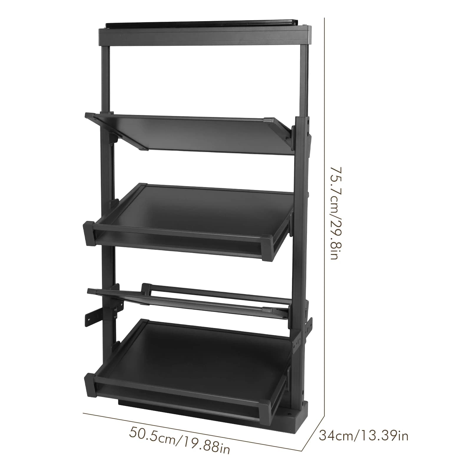 4 Tier Pull-Out Vertical Shelf Organizer Adjustable Height Retractable Metal Shoe Rack for Small Bedroom Closet