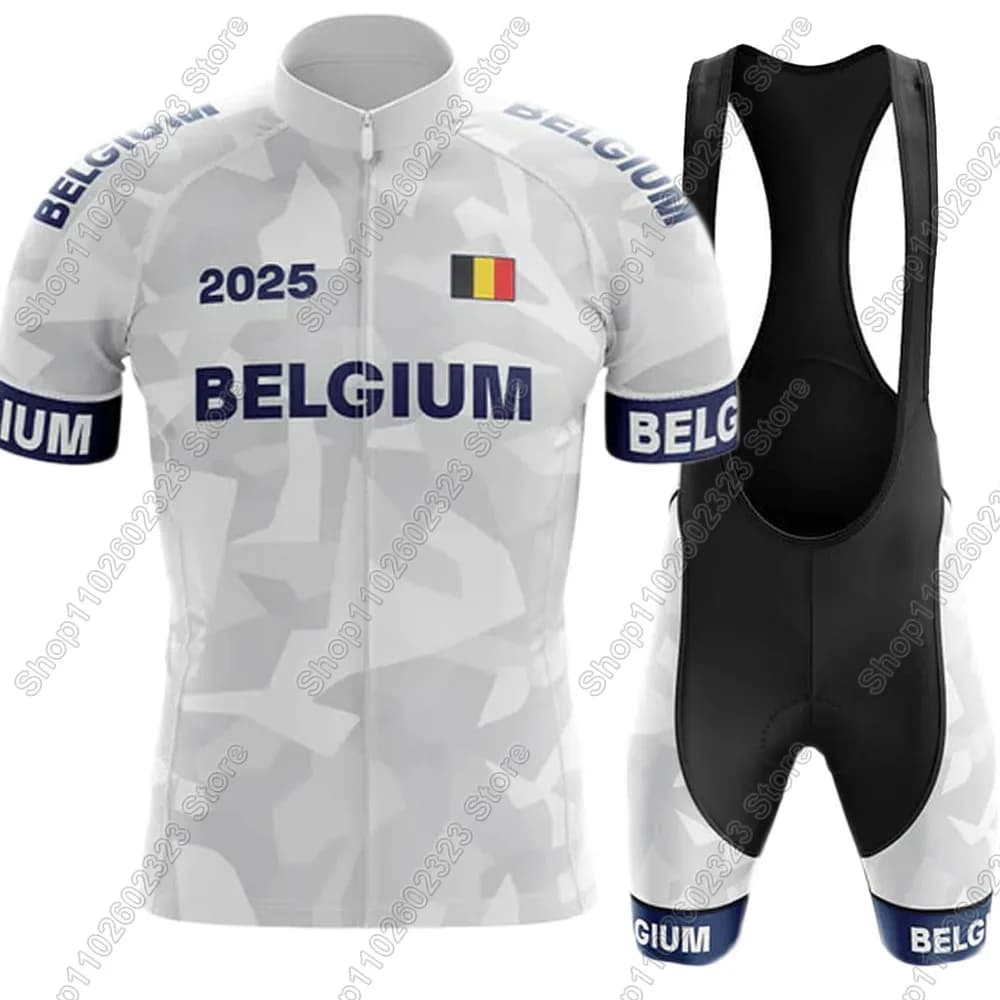 Maglia da ciclismo della squadra nazionale belga 2025 Set abbigliamento da bicicletta estivo camicie da bici da strada tuta pantaloncini con bretelle da bicicletta MTB Ropa Maillot