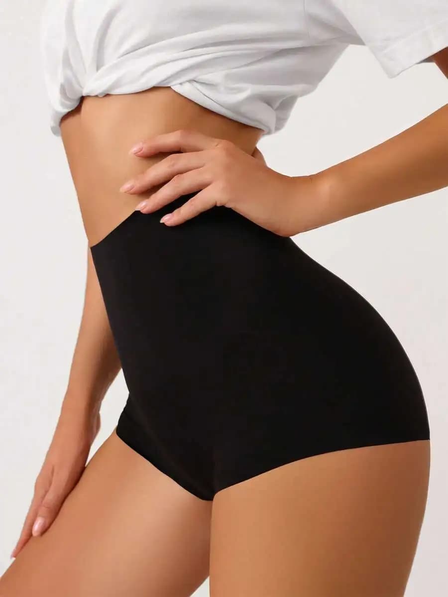 Pantaloncini Modellanti Neri a Vita Alta per Donna, Comodi Slip Contenitivi per il Controllo della Pancia