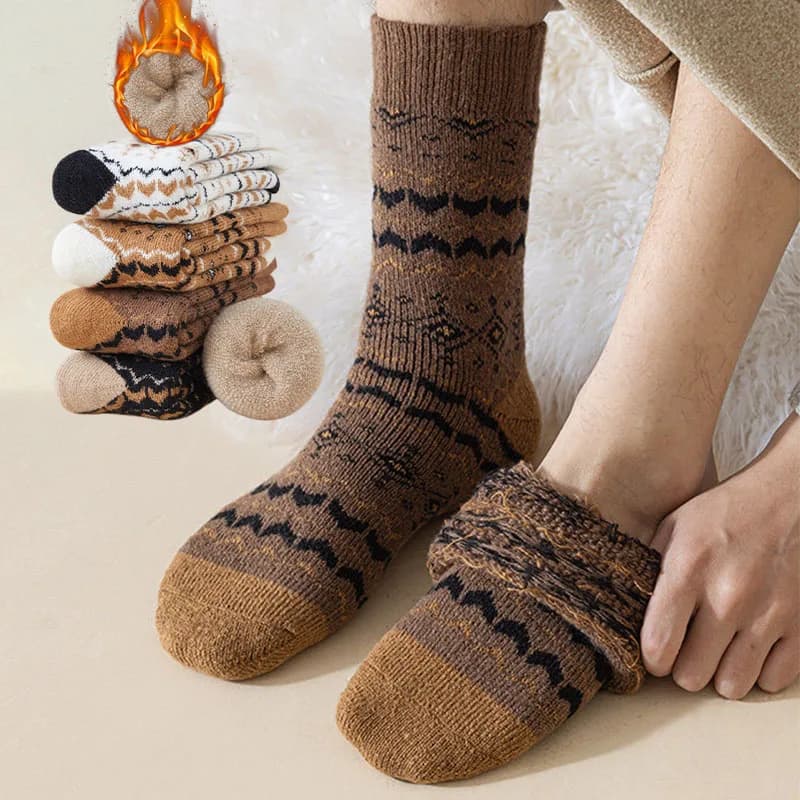 3Pairs Vintage Men's Socks Fashion Versatile Winter Thick Warm Mid-Calf Sock Breathable Soft Comfortable High Quality Casual Sox