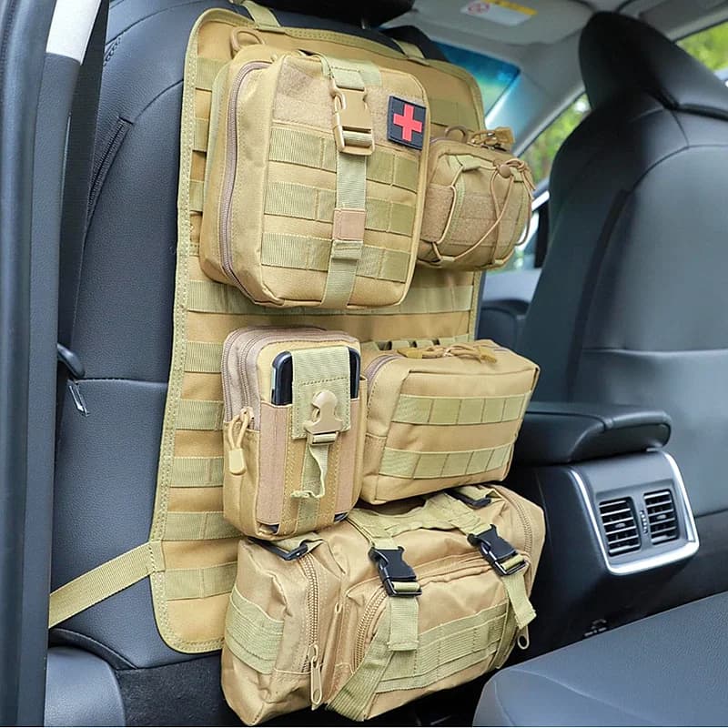 Organizer per Sedile Camion e Auto, Organizzatore Tattico per Sedile Posteriore con Pannello Molle e 5 Tasche Molle di Diverse Dimensioni