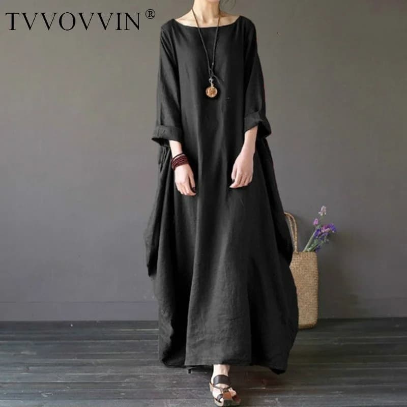 2021 Summer autumn Big Size Dresses Women 4xl 5xl Loose long vintage Dress Boho Shirt Dress Maxi Robe fashion Female Q293