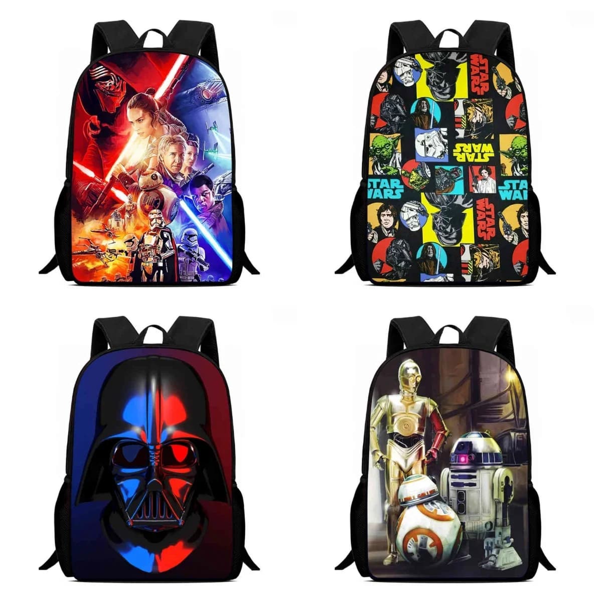 Zaino scolastico Mochila per bambini, borse da scuola Cartoon Star-W-Wars per ragazze e ragazzi, zaino per bambini di grande capacità per età 5-10