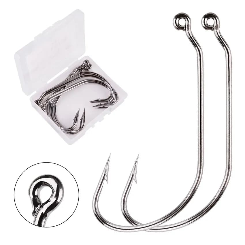 10 pcs/box Set of hooks fishing hook wide carbon steel hook fishing hook Offset for soft worm bait love spindle fishing hooks face