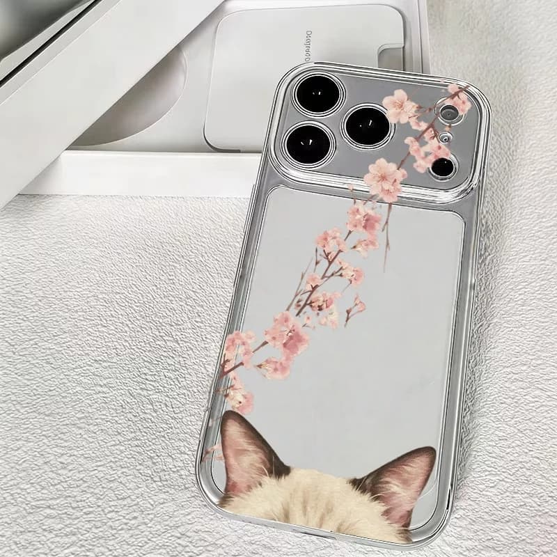 Sakura Cat Watercolor Stylish Pattern Phone Case For iphone 17Pro 17 16 15 14 13 12 11 Pro Max 16 Plus Shockproof Soft Cover