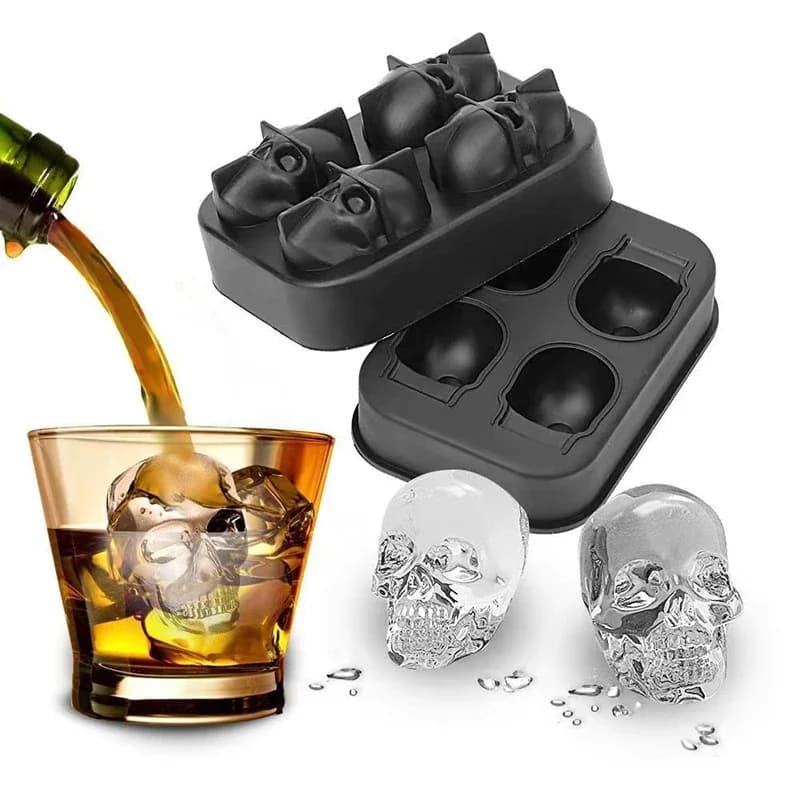 Stampo per Ghiaccio 3D in Silicone a Forma di Sfera, Teschio, Diamante, Riutilizzabile, Facile da Sformare, per Whisky, Accessori per Feste