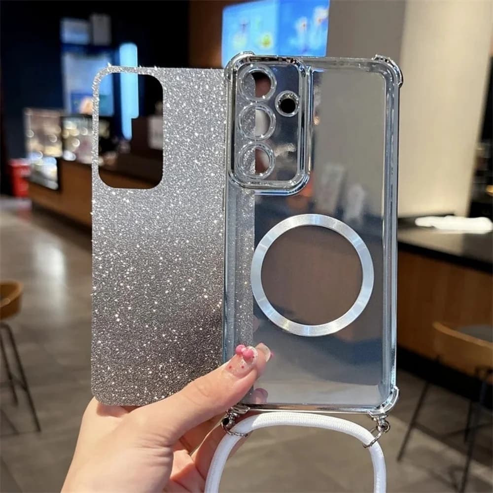 Plating Clear Magnetic Cases For Xiaomi 14T 15T Pro 15 Ultra For 17 Pro Max Crossbody Lanyard Necklace Cover