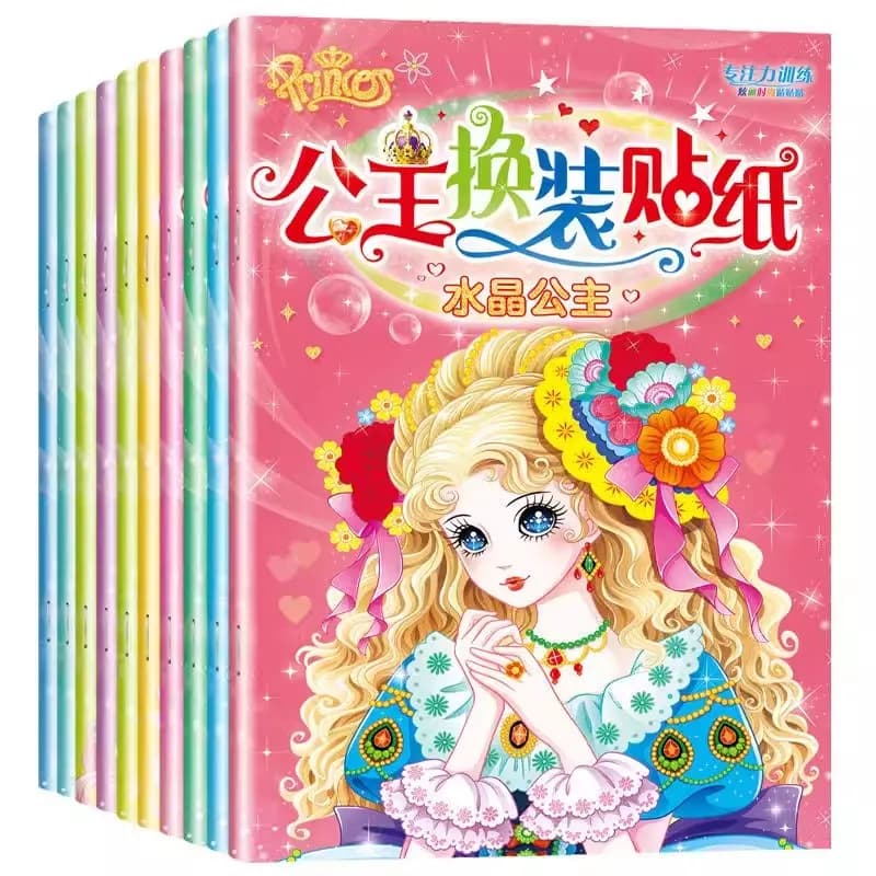10 pezzi per bambini principessa vestire adesivi libri 3-4-5-6 anni bambina cartone animato foglia che cambia vestiti incollare libro illustrato