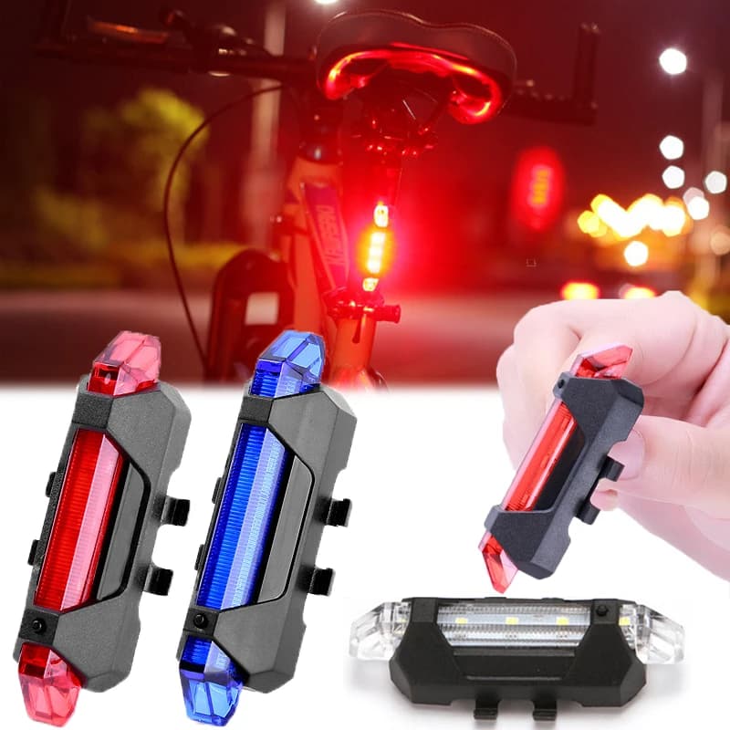 USB Rechargeable LED Bicycle Tail Light Mountain Bike Safety Driving Warning Front Rear Flashing Lights Night Riding Accessories