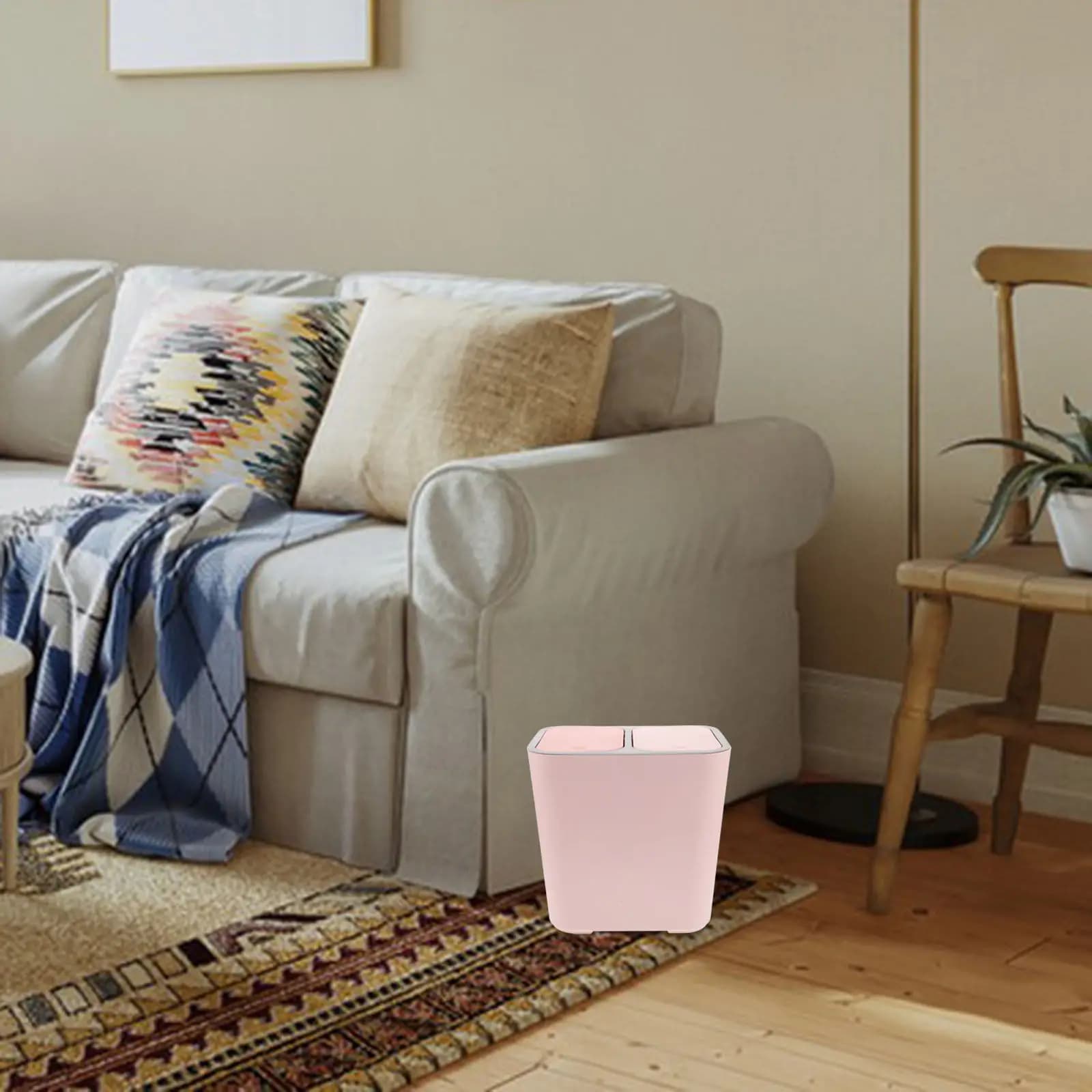 Cestino per Rifiuti a Doppio Scomparto Rosa, Rinforzato e Robusto, per Separazione Rifiuti Asciutti e Bagnati, per Cucina, Bagno, Soggiorno, Dormitorio, Ufficio, Facile da Pulire