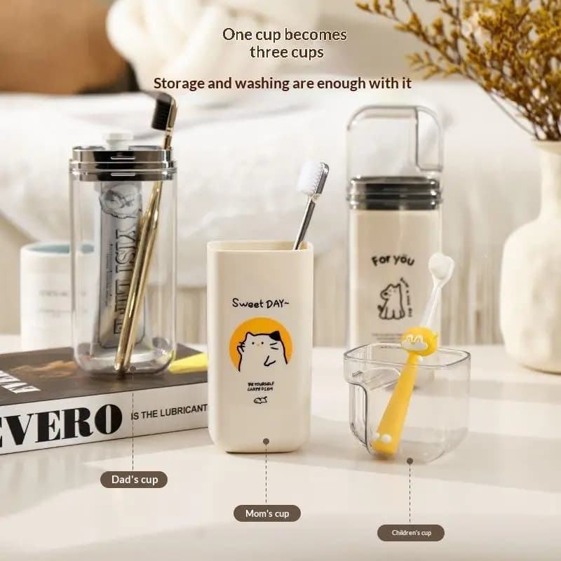 3 In 1 Portable Travel Toothbrush Rinsing Cup Cute Cartoon Toothbrush Cup Travel Simple Toothbrush Holder For Trip Home Camping