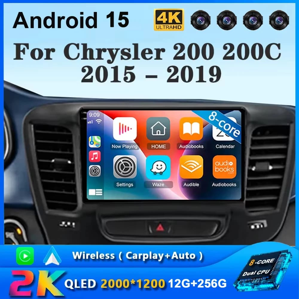 Per Chrysler 200 200C 2015 - 2019 Android 15 Radio Video Player Auto Autoradio Schermo Multimediale Stereo Carplay Navigazione