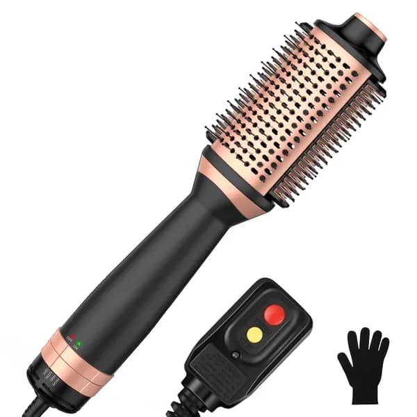 Brush Hair Dryer 2 in 1 with Integrated Straight Plate, Brush Hair dryer 1000W
