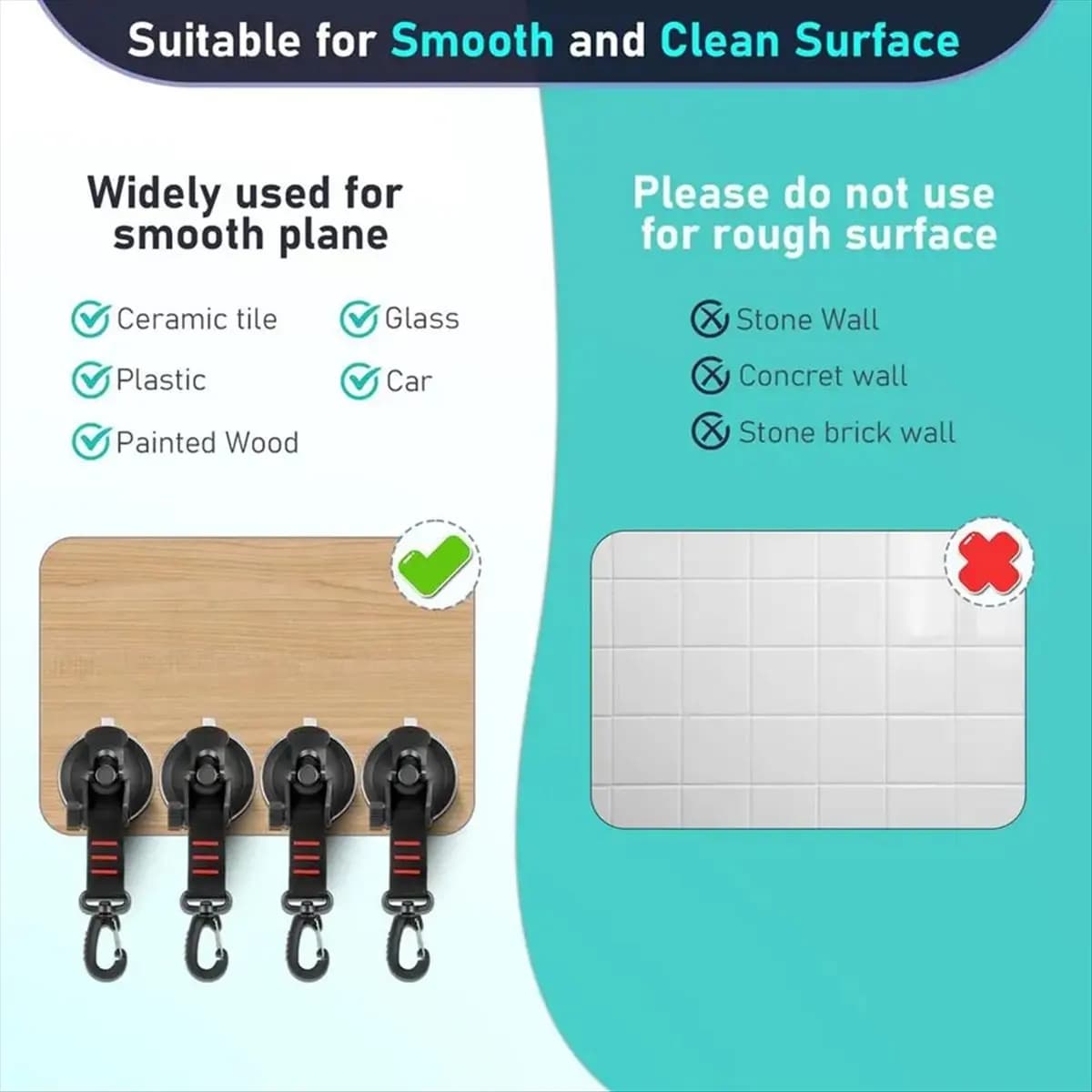 A74U Suction Cup Anchor 4 Pieces Vacuum Suction Cup with Hooks Outdoor Gear Camping Tarp Accessory Strong Load-Bearing