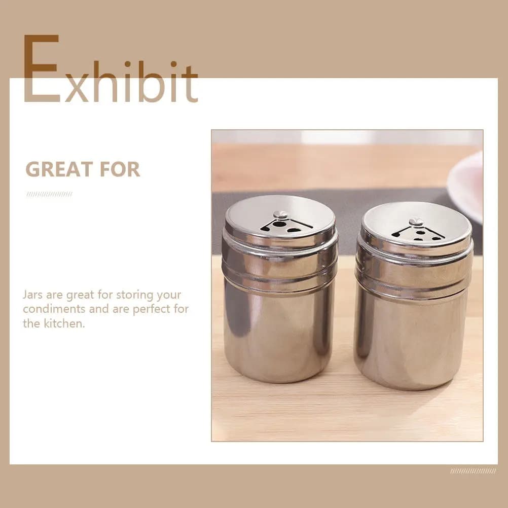 Set di 5 Barattoli per Condimenti in Acciaio Inox, Contenitori per Spezie da Cucina, Bottiglie Dosatrici per Sale, Zucchero, Pepe, Salse e Alimenti Secchi
