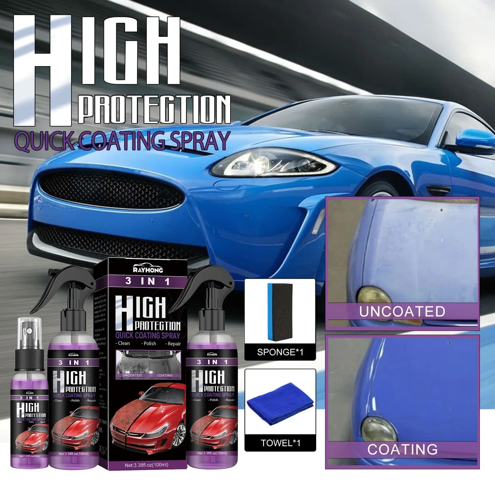 Spray per rivestimento In nanoceramica per Auto 3 In 1 30/100ml lavaggio automatico vernice cera lucidatura Kit di riparazione antigraffio protezione lucentezza pulizia dell'armatura