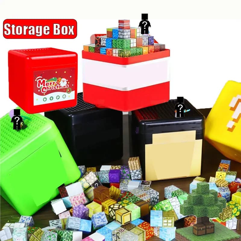 Scatola portaoggetti per regali per bambini Blocco da costruzione magnetico Giocattoli da tavolo Secchio portaoggetti per snack Organizzatore in plastica Contenitore antipolvere