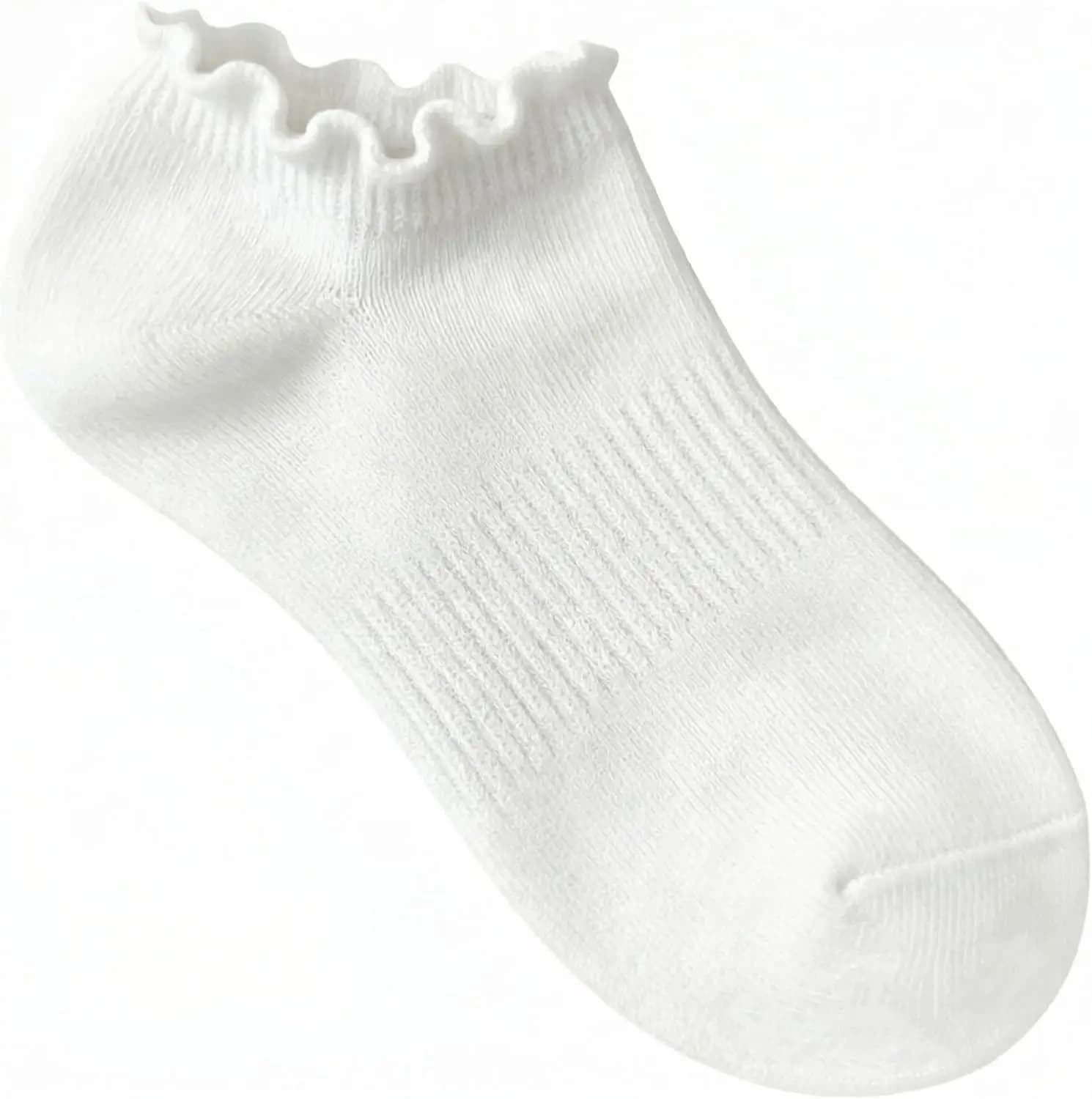 6 Pairs Women’s No Show Ruffle Low Cut Ankle Socks Frilly Short Cotton Socks