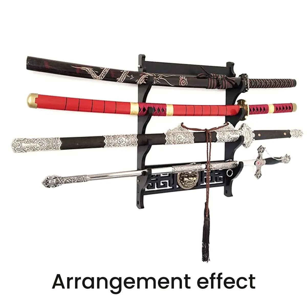 4 Layers Wall Mount Katana Holder Wooden Stand Holder Display Wall Rapier Support Katana Umbrella Shelf Organizer