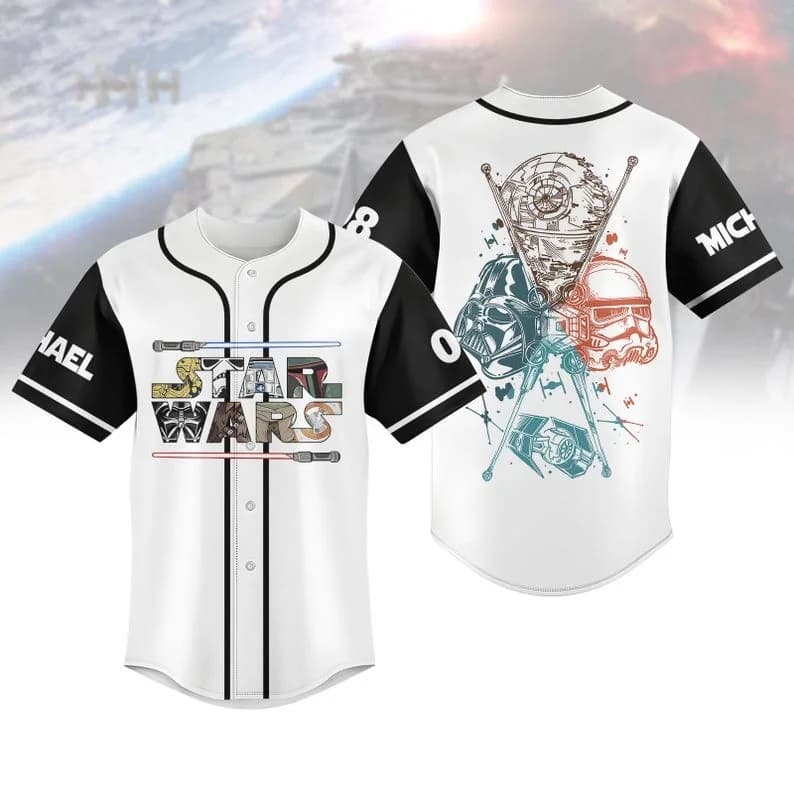 2026 New Star Wars Black Knight Stormtrooper Retro Sketch Baseball Shirt Men's Sports Speed Dry Button Shirt Children's T-shirt