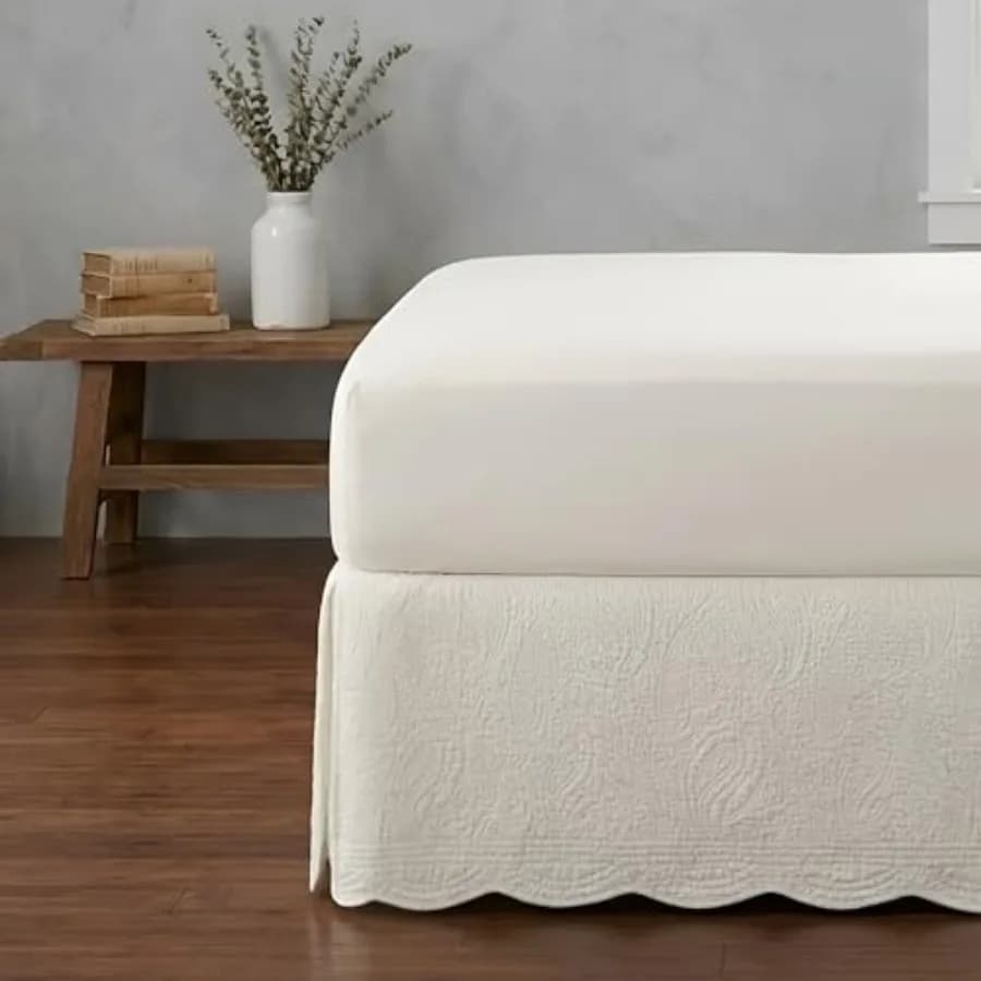 Greenland Home Paisley Quilted 100% Cotton Bed Skirt Ivory