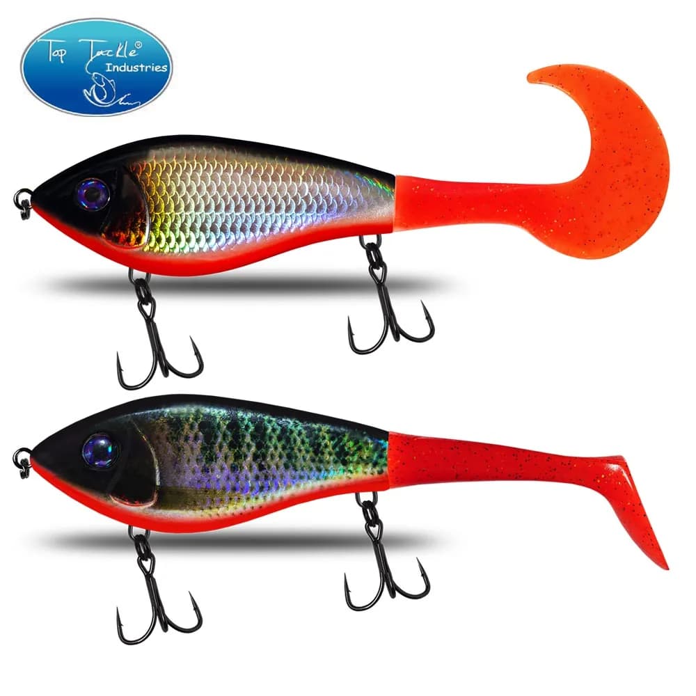 Esca Jerk ad affondamento lento con coda morbida 100mm 76.5g/72g Richiamo artificiale CF per luccio muschiato Slider Bass Fishing Lure Tackle