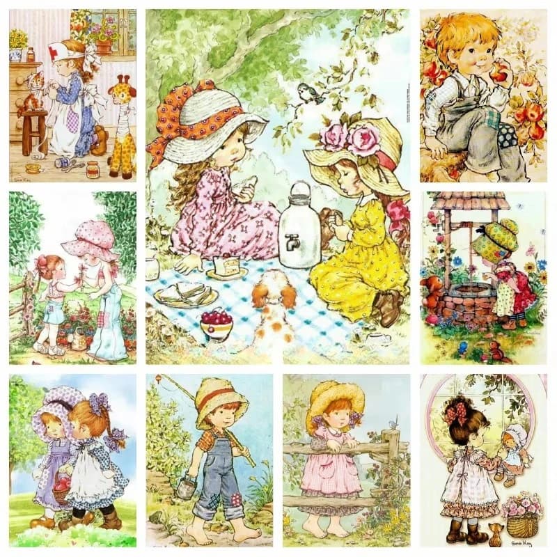 Sarah Kay Cartoon Girl Full Diamond Painting Kits 5d Diy Cute Flower Art Cross Stitch Embroidery Handcraft Home Decor