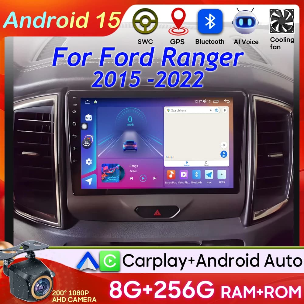 Android 15 Per Ford Ranger 2015 2016 2017 2018 2019-2022 Autoradio Stereo QLED Schermo GPS Multimediale Carplay Autoradio unità principale