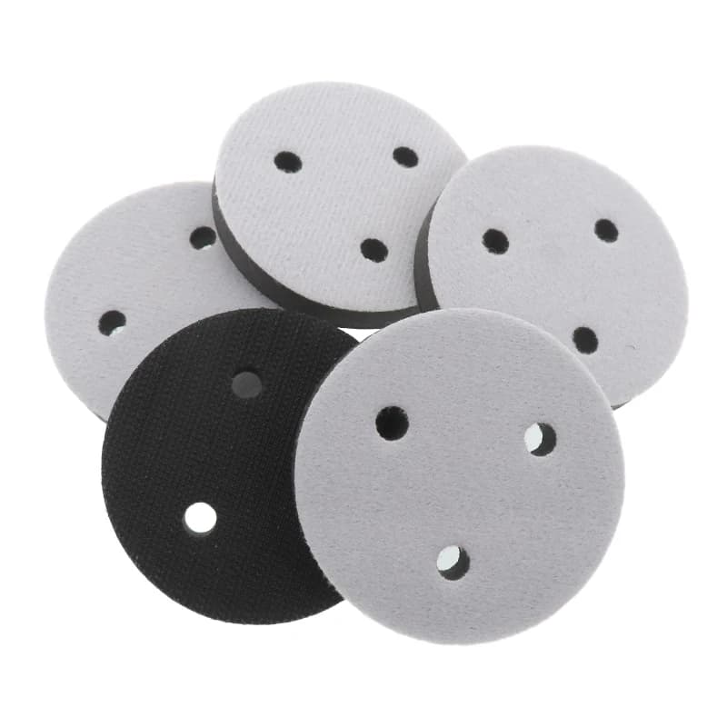 5 pieces 3 inch soft foam interface sponge cushion with hook and ring for abrasive discs for body shop auto sanding orbital
