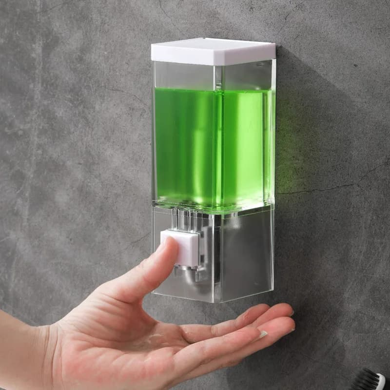 Dispenser di sapone con pressa manuale non perforata Bottiglia disinfettante montata a parete Dispenser di sapone trasparente Accessori per il bagno