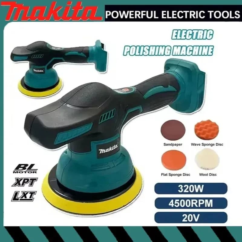 Lucidatrice Elettrica Senza Fili Makita, 8 Velocità, Display Digitale, Macchina per Lucidatura Auto, Compatibile con Batteria al Litio 18V, per Detailing Auto