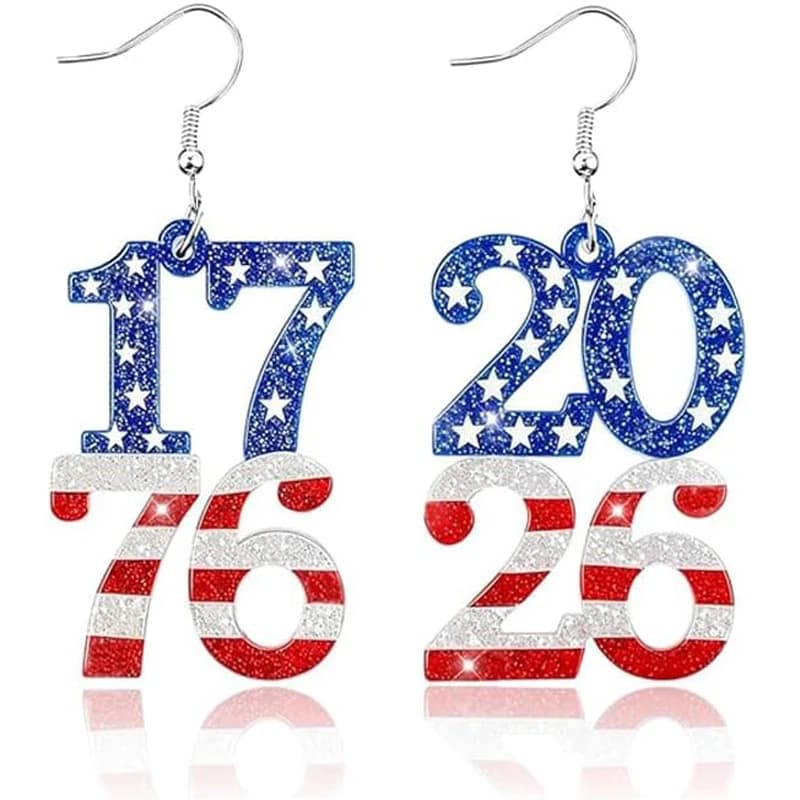250 Anniversary USA Merchandise, Patriotic Red White Blue Dangle Earrings, 4th of July Accessories for Women, Patriotic Gift