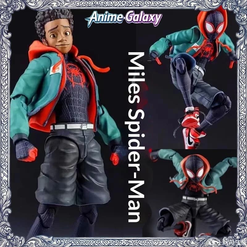 Miles Morales Spider-Man: Spider-Verse - Action Figure Super Articolata da 17 cm, Ornamento da Scrivania da Collezione per Collezionisti Adulti