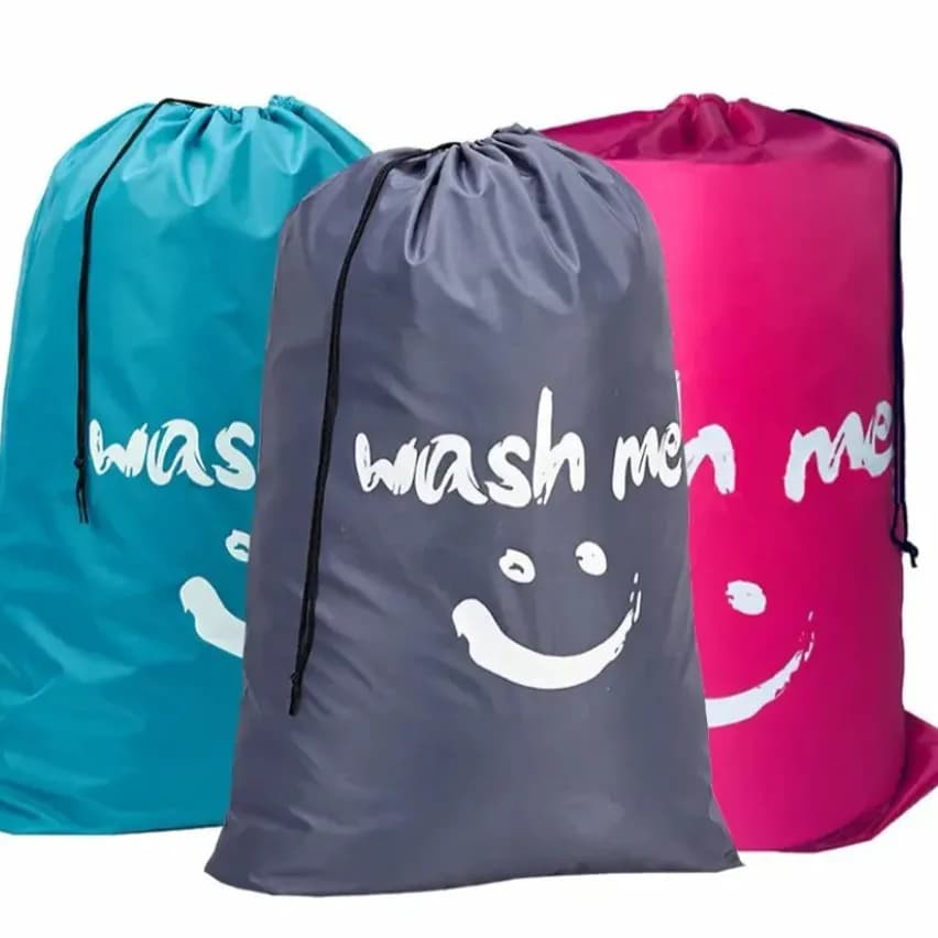 Amazon Printed linen bag with cross-border smiling face, bag to store the package, dirty pocket with coulisse