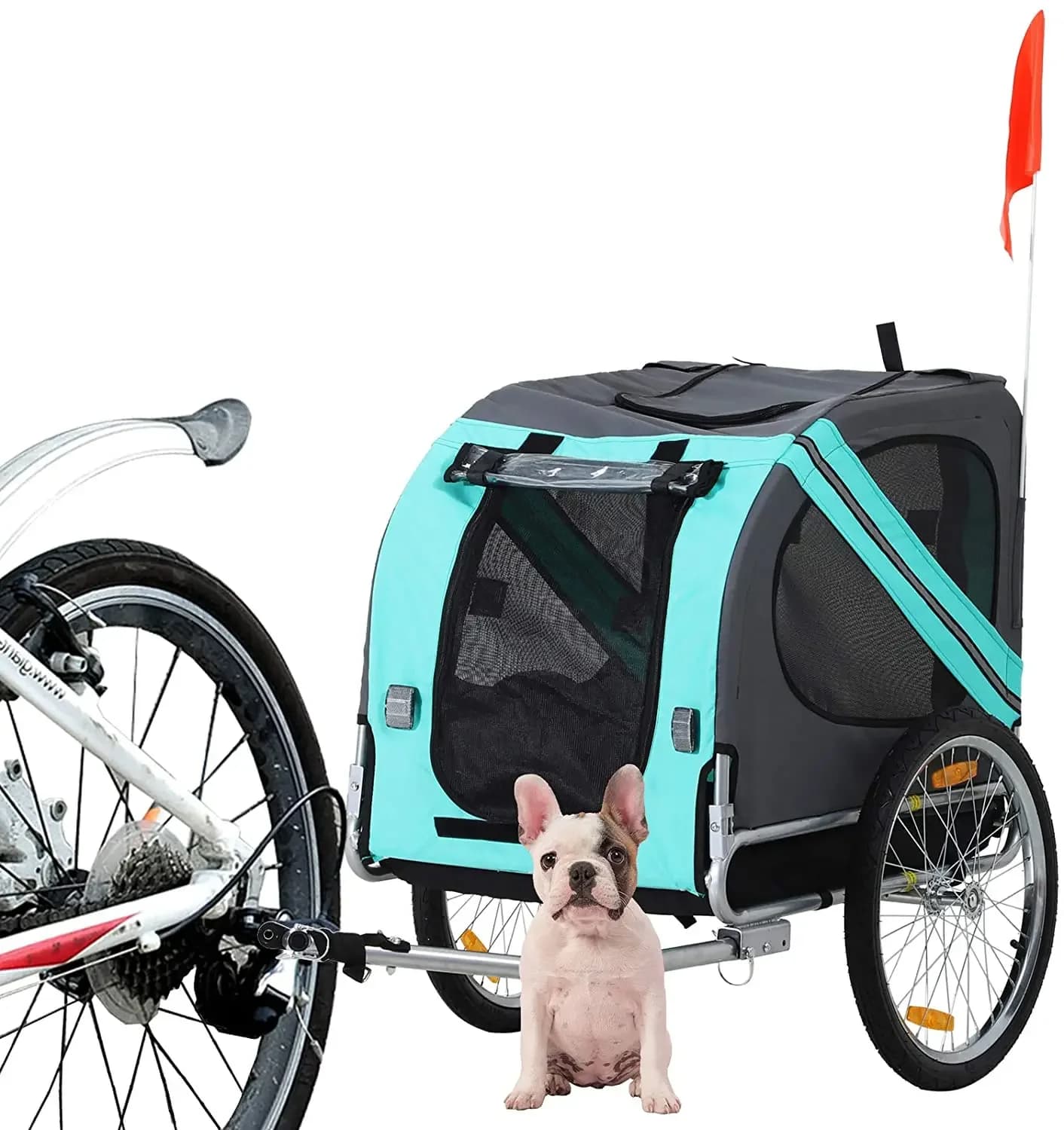 Rimorchio per animali domestici Rimorchio per bicicletta Pieghevole Passeggino per animali domestici Rimorchio per bicicletta per cani e gatti, bici da bicicletta per bambini gemelle 2 in 1
