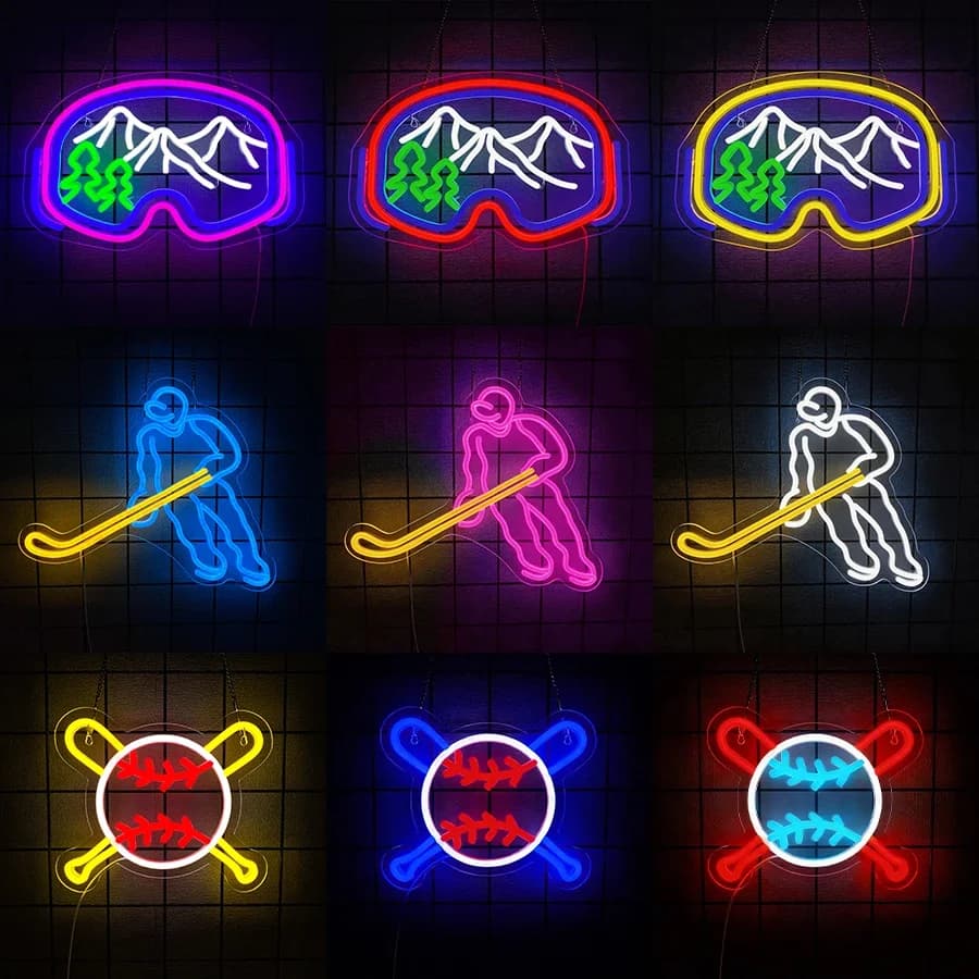 LED Neon Light USB Powered for Winter Sports Party, Bedroom,Home,Bar,Man Cave,Skiing Gifts Ski Goggles Neon Sign for Wall Decor