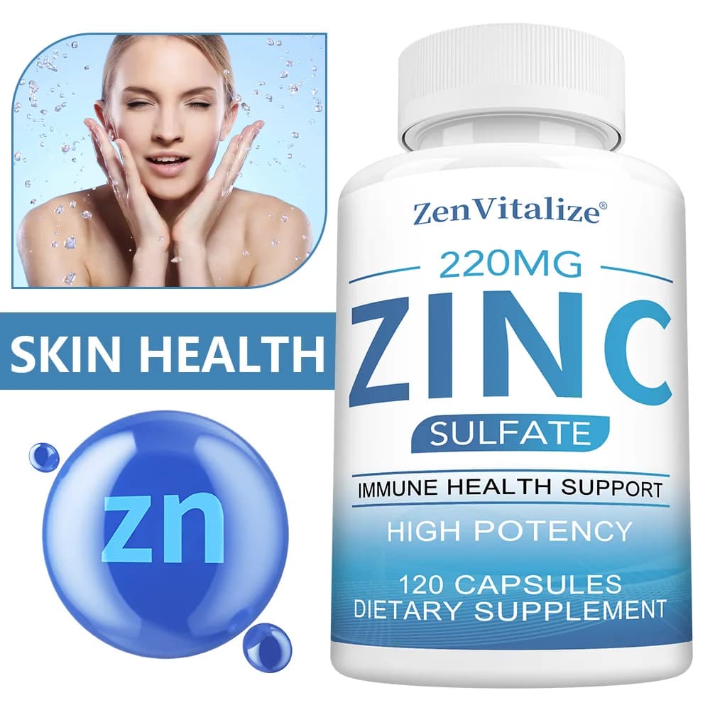 Natural zinc supplement for men/women 50 Mg - Immune antioxidant, energy support, collagen enhancement, skin health improvement